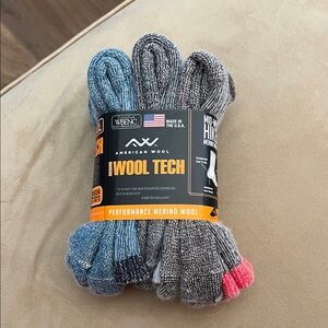 Wool Tech Merino Wool Athletic Socks - Blue, Gray, Red